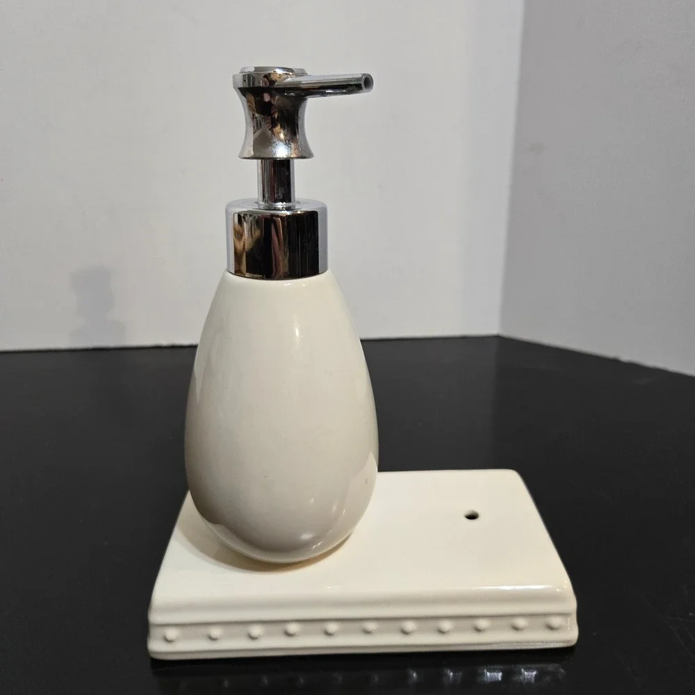 Nora Fleming Pearl Dot Stoneware Soap Pump Dispenser - Retired Minis Available